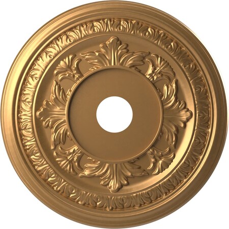 Ekena Millwork Baltimore PVC Ceiling Medallion (Canopies up to 7 3/4"), 22"OD x 3 1/2"ID x 1"P, Bright Coat Gold CMP22BABGL